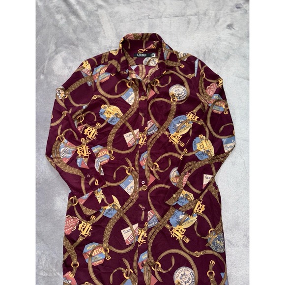 Lauren Ralph Lauren Women's Missing Belt Print‎ Crepe Shirtdress Size 4 - Picture 2 of 10